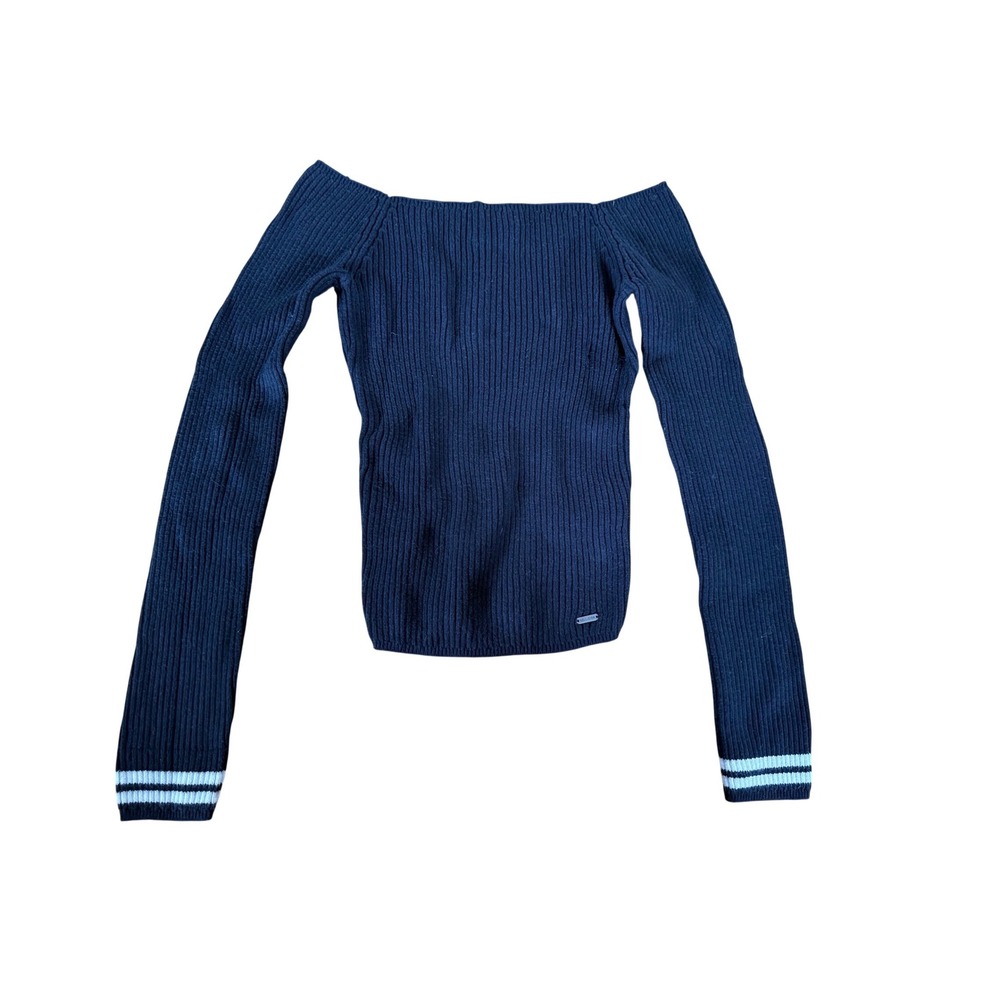Hollister black ribbed‎ long sleeve off the shoulder sweater top